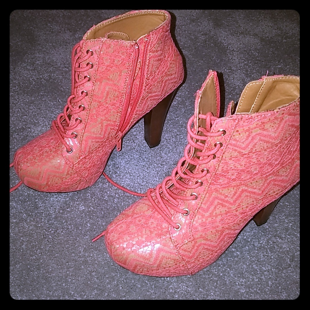 Pink lace heels